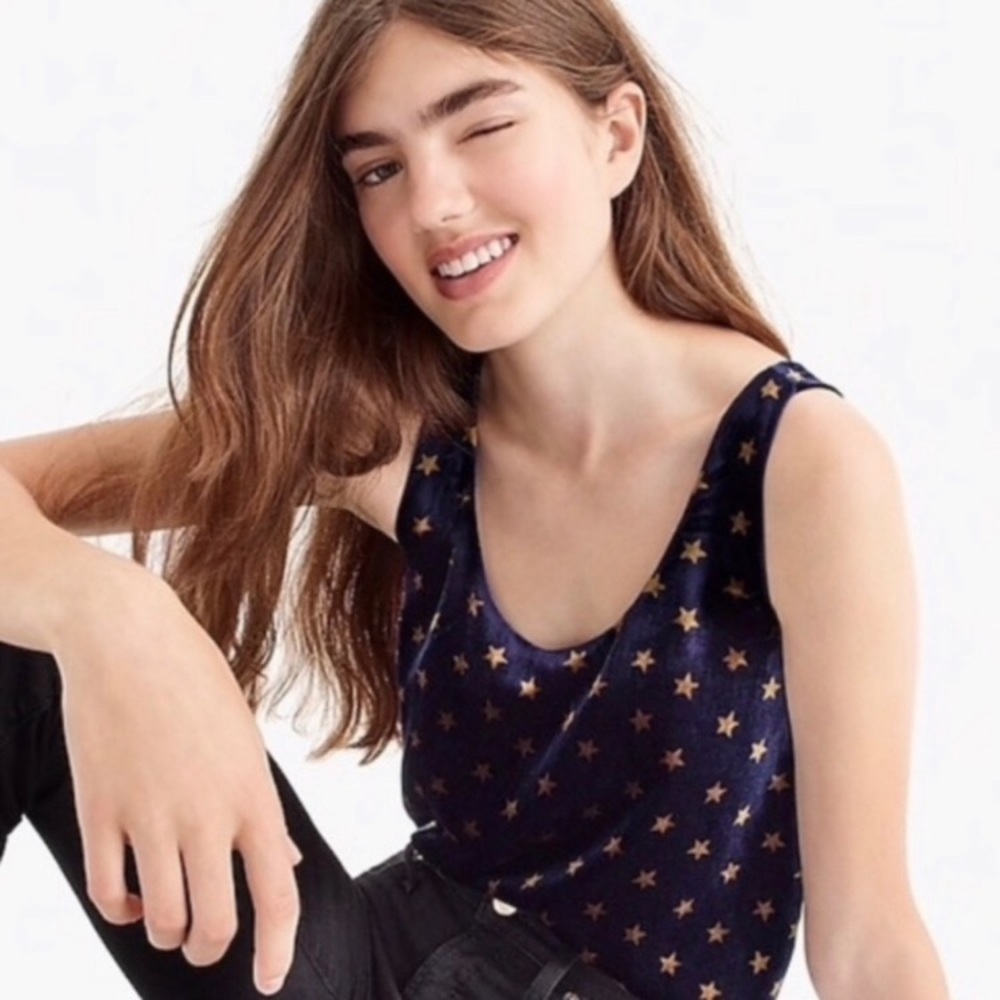 J. Crew ⭐️ Gold Stars velvet tank